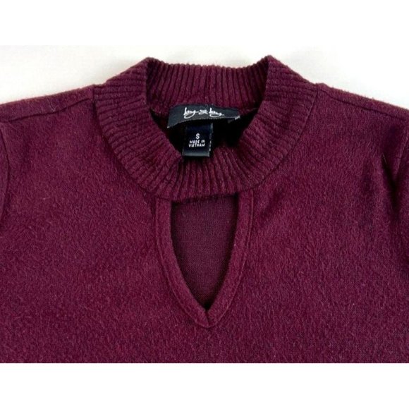 By And By Womens Sweater Dress Size Small Keyhole Neck Long Sleeve Pockets Wine - Picture 11 of 14